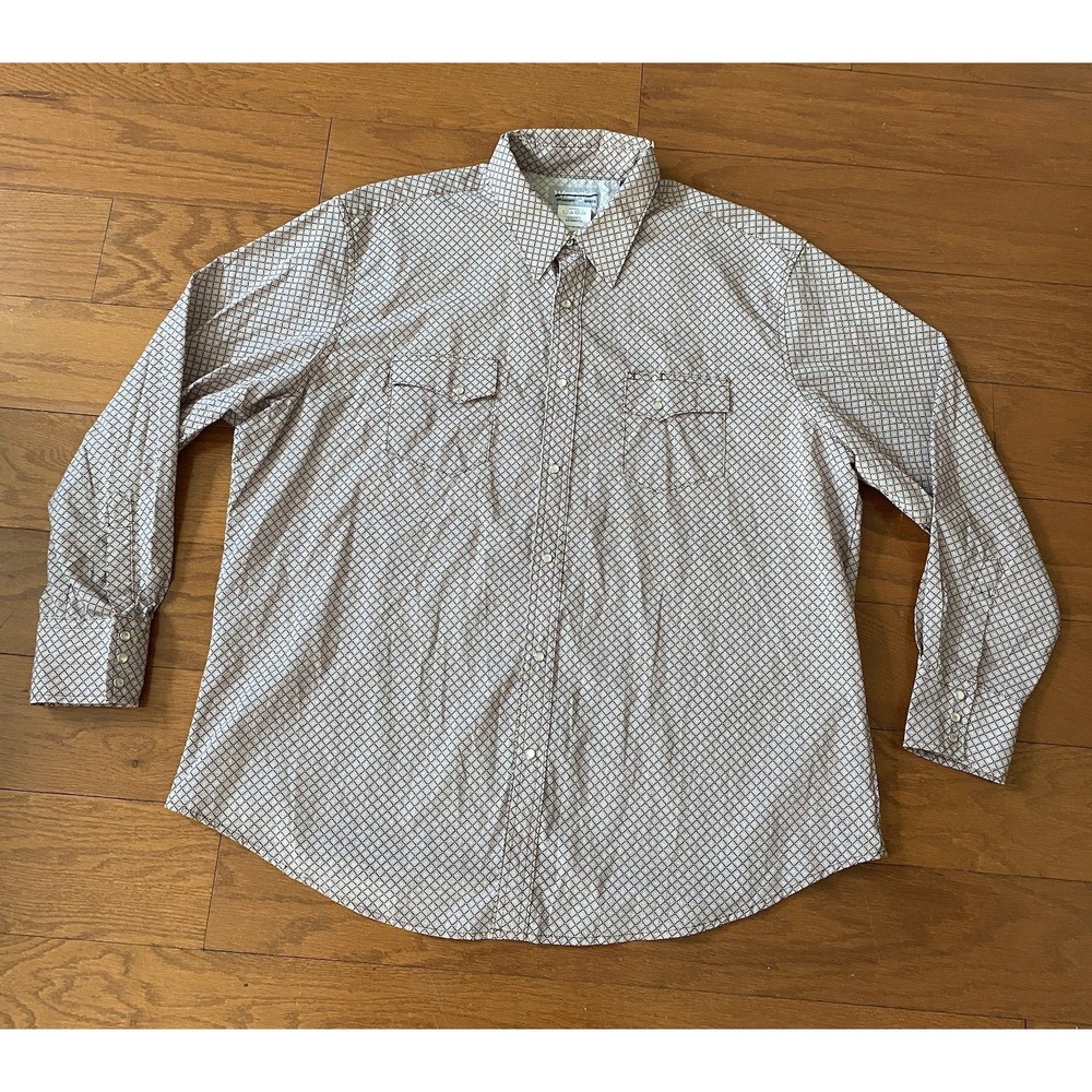 Wrangler Western Shirt Mens XXL 2XL Red Geometric Pearl Snap Wrancher Casual‎